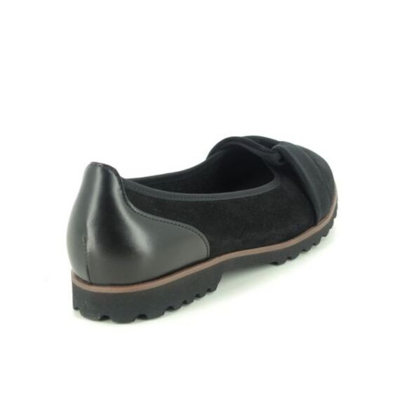 New 54.107.17 Black Suede Leather Ballet Flatby Gabor black size wrap bow flat - Picture 3 of 5
